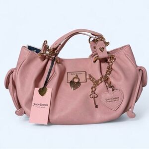 NEW Juicy Couture Pink Top-Handle Shoulder Bag with Gold Charm Details